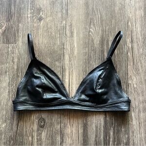 Platinum Lingerie Black Coated Faux Leather Bralette Sz M